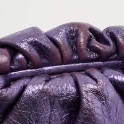 Bottega Veneta Metallic Purple Leather Mini The Pouch Clutch 