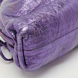 Bottega Veneta Metallic Purple Leather Mini The Pouch Clutch 