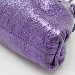 Bottega Veneta Metallic Purple Leather Mini The Pouch Clutch 