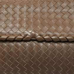 Bottega Veneta Dark Beige Intrecciato Leather Medium Olimpia Shoulder Bag
