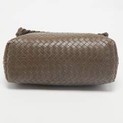 Bottega Veneta Dark Beige Intrecciato Leather Medium Olimpia Shoulder Bag