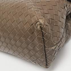 Bottega Veneta Dark Beige Intrecciato Leather Medium Olimpia Shoulder Bag