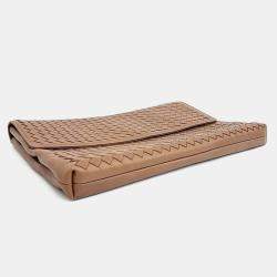 Bottega Veneta Brown Leather Mesh Flap Clutch
