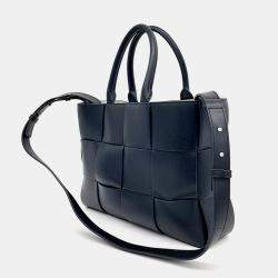 Bottega Veneta Navy Blue Leather Arco Tote and Shoulder Bag