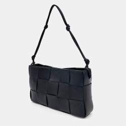 Bottega Veneta Black Leather Cassette Shoulder Bag