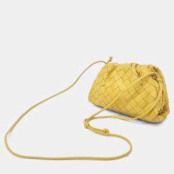 Bottega Veneta Yellow Leather Mesh Butter Calf Crossbody Bag