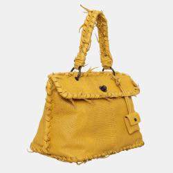 Bottega Veneta Lizard Turnlock Flap Top Handle Bag