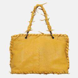 Bottega Veneta Lizard Turnlock Flap Top Handle Bag