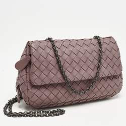 Bottega Veneta Old Rose Intreccaito Leather Olimpia Chain Shoulder Bag