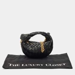 Bottega Veneta Black Intrecciato Leather Mini Jodie Chain Hobo