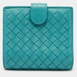 Bottega Veneta Blue Intrecciato Leather French Wallet 