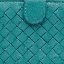 Bottega Veneta Blue Intrecciato Leather French Wallet 