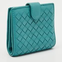 Bottega Veneta Blue Intrecciato Leather French Wallet 