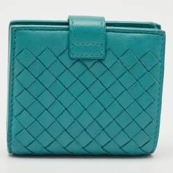 Bottega Veneta Blue Intrecciato Leather French Wallet 