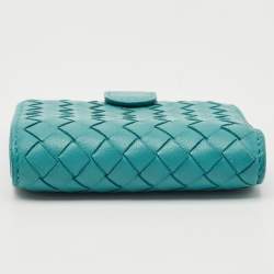 Bottega Veneta Blue Intrecciato Leather French Wallet 