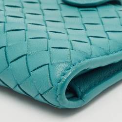 Bottega Veneta Blue Intrecciato Leather French Wallet 
