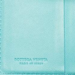 Bottega Veneta Blue Intrecciato Leather French Wallet 