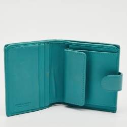 Bottega Veneta Blue Intrecciato Leather French Wallet 