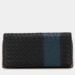 Bottega Veneta Black Intrecciato Wallet On Chain