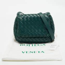 Bottega Veneta Emerald Green Intrecciato Leather Cobble Crossbody Bag