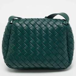 Bottega Veneta Emerald Green Intrecciato Leather Cobble Crossbody Bag