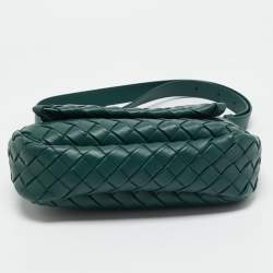 Bottega Veneta Emerald Green Intrecciato Leather Cobble Crossbody Bag