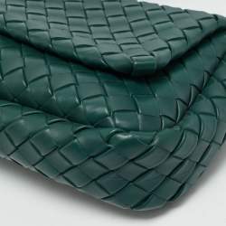 Bottega Veneta Emerald Green Intrecciato Leather Cobble Crossbody Bag