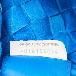 Pre Owned Bottega Veneta Blue Intrecciato Leather Top Zip Pouch