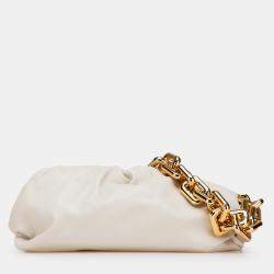 Bottega Veneta White Lambskin Chain Pouch