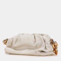 Bottega Veneta White Lambskin Chain Pouch