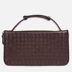 Bottega Veneta Travel Brown Intrecciato Leather Wallet