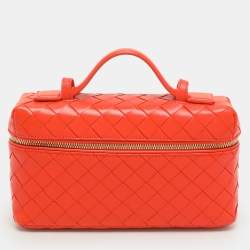Bottega Veneta Orange Intrecciato Leather Bang Bang Vanity Case