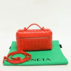 Bottega Veneta Orange Intrecciato Leather Bang Bang Vanity Case