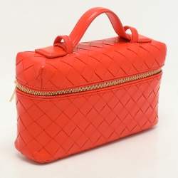 Bottega Veneta Orange Intrecciato Leather Bang Bang Vanity Case
