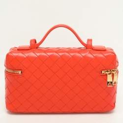 Bottega Veneta Orange Intrecciato Leather Bang Bang Vanity Case