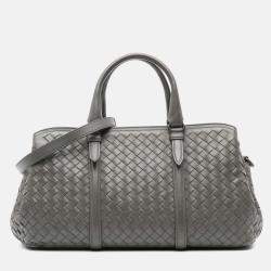 Bottega Veneta Grey Nappa Intrecciato Top Handle Bag