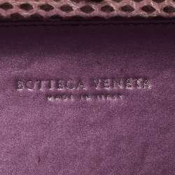 Bottega Veneta Purple Intrecciato Satin and Water Snakeskin Trim Knot Long Clutch