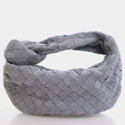Bottega Veneta Jodie Mini Grey Intrecciato Suede Handbag