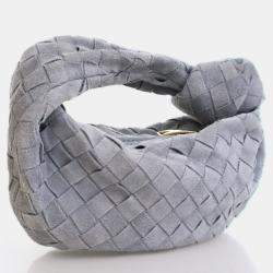 Bottega Veneta Jodie Mini Grey Intrecciato Suede Handbag