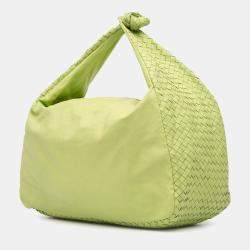 Bottega Veneta Green Nappa Intrecciato Knot Hobo