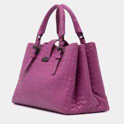 Bottega Veneta Purple Medium Nappa Intrecciato Roma Satchel