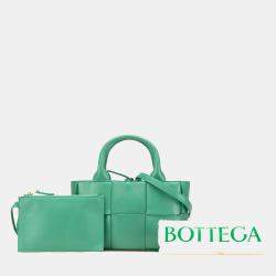Bottega Veneta Green Candy Lambskin Intreccio Arco Tote