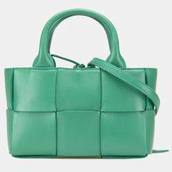 Bottega Veneta Green Candy Lambskin Intreccio Arco Tote