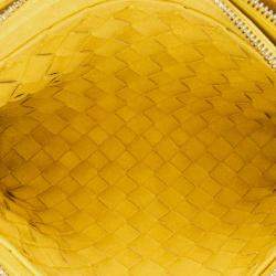 Pre Owned Bottega Veneta Yellow Nappa Intrecciato Duo Crossbody Shoulder Bag