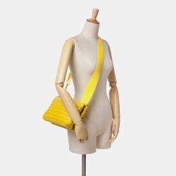Pre Owned Bottega Veneta Yellow Nappa Intrecciato Duo Crossbody Shoulder Bag