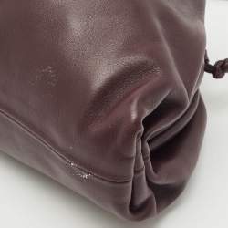 Pre Owned Bottega Veneta Dark Purple Leather Mini Pouch Clutch