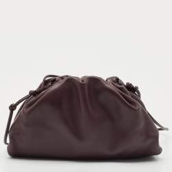 Pre Owned Bottega Veneta Dark Purple Leather Mini Pouch Clutch