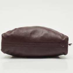 Pre Owned Bottega Veneta Dark Purple Leather Mini Pouch Clutch