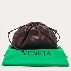Pre Owned Bottega Veneta Dark Purple Leather Mini Pouch Clutch