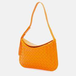 Bottega Veneta Brushed Calfskin Intrecciato Cradle Fold Over Shoulder Bag